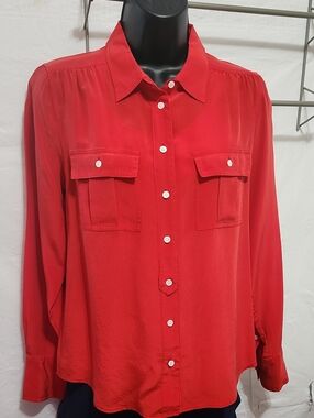 EUC JCrew Sz6 Bright Red Button-Up Blouse